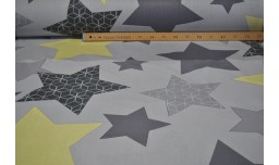 Бязь Принт Б 220см зірки великі на сірому Б